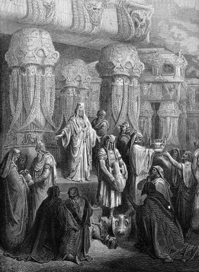 Kyros gibt die Gefäße an den Tempel zurück von Gustave Dore